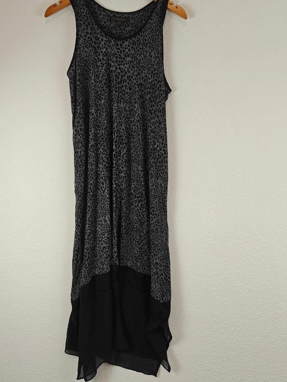 Donna Karan Leopard Print Midi Sleep Dress Soft Modal Blend Lounge Nightgown S